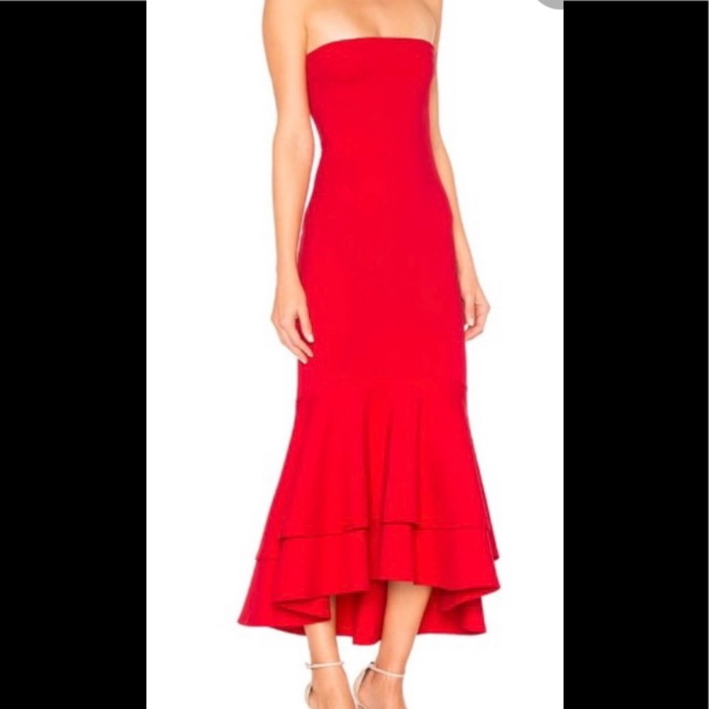 Lovers and Friends strapless red midi dress